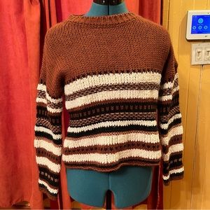 Brown Knit Pullover Sweater